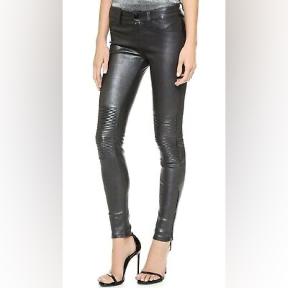 J BRAND Nicola Leather Moto Pants in Black